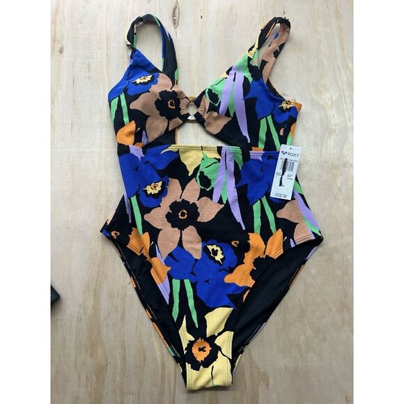 Roxy Color Jam One Piece Swimsuit Multi Size XL NWTs $110 Colorful Padded Bra - Picture 3 of 5